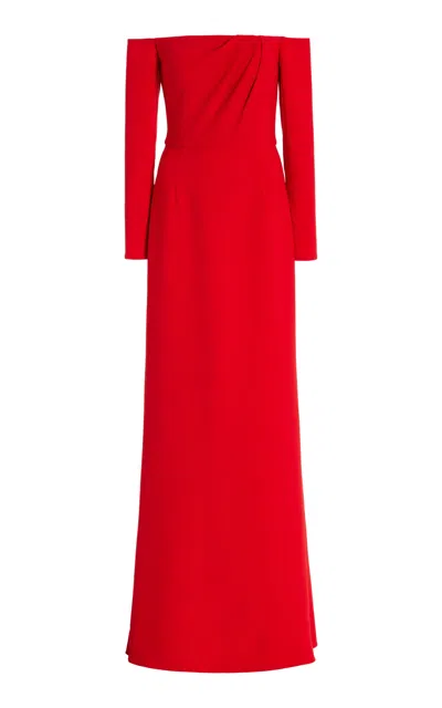 Carolina Herrera Off-the-shoulder Crepe Maxi Dress In Red