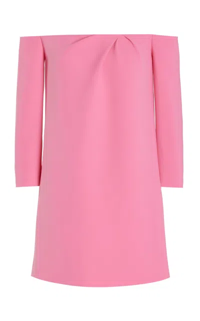 Carolina Herrera Off-the-shoulder Crepe Mini Dress In Pink