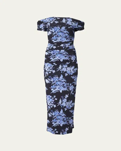 Carolina Herrera Off-the-shoulder Floral Gathered Body-con Dress