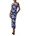 Carolina Herrera Off-the-shoulder Gathered Midi Dress In Midnight Multi