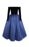 Carolina Herrera Off-the-shoulder Midi Dress In Navy