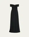 Carolina Herrera Off-the-shoulder Stretch-wool Midi Dress In Black