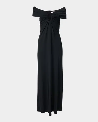 Carolina Herrera Off-the-shoulder Ruched Gown In Black
