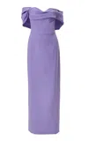 Carolina Herrera Off-the-shoulder Stretch Fluid Crepe Gown In Green
