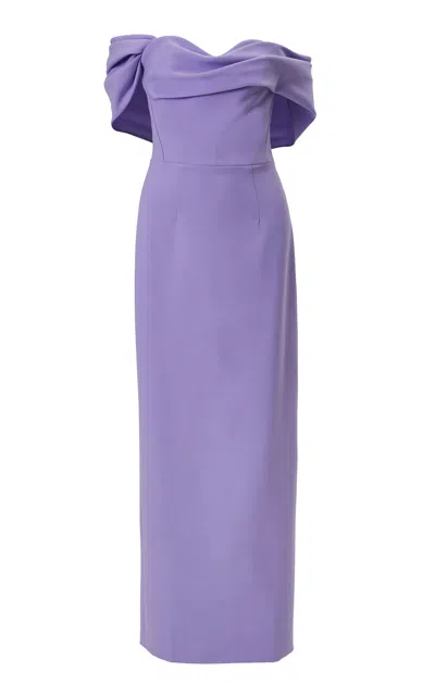 Carolina Herrera Off-the-shoulder Stretch Fluid Crepe Gown In Green