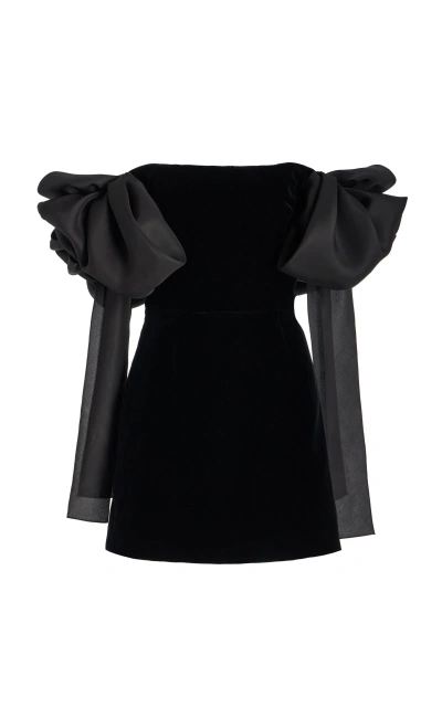 Carolina Herrera Off-the-shoulder Mini Dress In Black