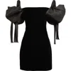Carolina Herrera Dramatic Bow Silk Mini Dress In Black