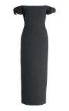 Carolina Herrera Off-the-shoulder Stretch-wool Midi Dress In Grey