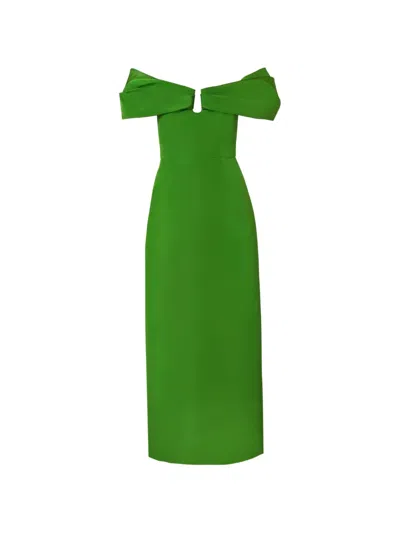 Carolina Herrera Off-shoulder Maxi Dress In Green