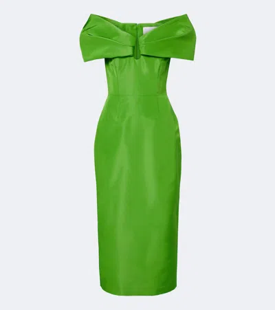 Carolina Herrera Off-shoulder Silk Faille Cocktail Dress In Green