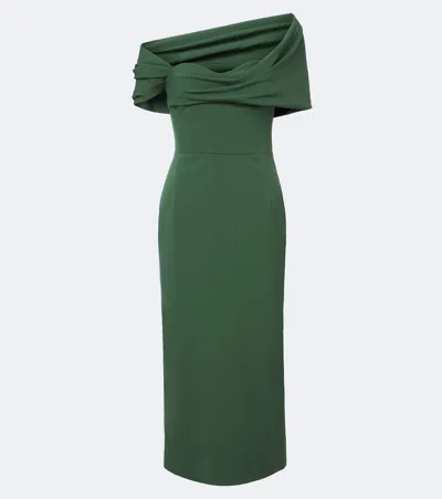 Carolina Herrera Off-shoulder Wool-blend Cocktail Dress In Green