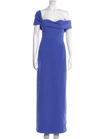 Pre-owned Carolina Herrera Off-the-shoulder Long Dress In Blue