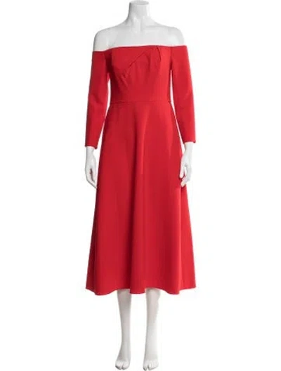 Pre-owned Carolina Herrera Off-the-shoulder Midi Length Dress W/ Tags In Red