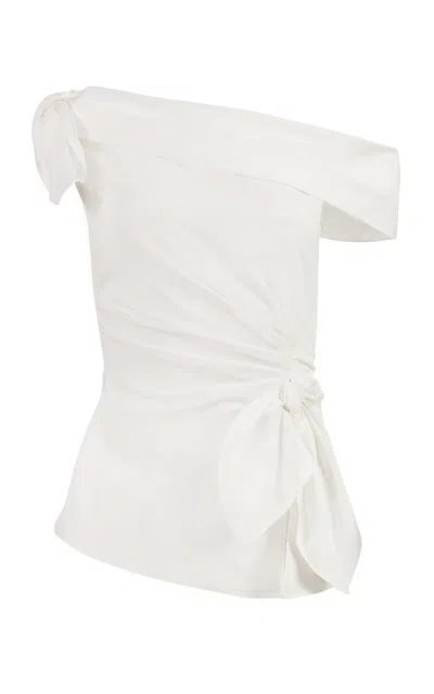 Carolina Herrera Off-the-shoulder Stretch Cotton Shirting In White
