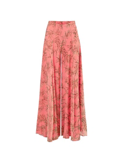 Carolina Herrera Olive Branch-print Extra-wide Leg Iris Pants In Multi