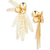 Carolina Herrera Olive Leaf Clip-on Earrings In Gold