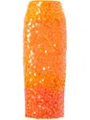 Carolina Herrera Ombré-effect Sequinned Midi Skirt In Marigold Multi