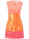 Carolina Herrera Stripe Sequined Sleeveless Mini Dress In Orange
