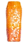 Carolina Herrera Ombré-effect Sequinned Midi Skirt In Marigold Multi
