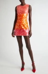 Carolina Herrera Stripe Sequined Sleeveless Mini Dress In Sunset Multi