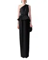 Carolina Herrera One-shoulder Peplum Column Gown With Bow In Black