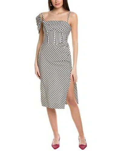 Pre-owned Carolina Herrera One-shoulder Corset Bodice Midi Dress Women's In White