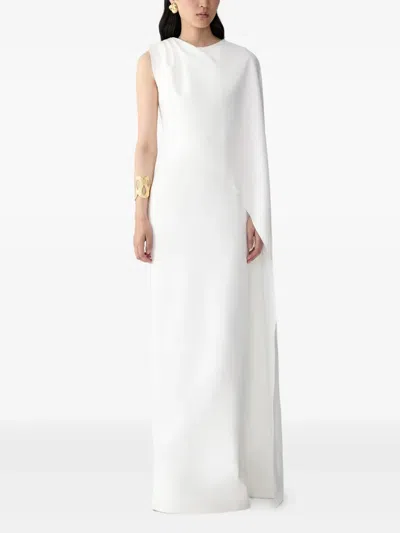 Carolina Herrera One-shoulder Draped Gown In White