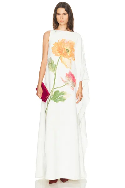 Carolina Herrera One Shoulder Long Dress In Multi