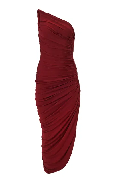 Carolina Herrera Asymmetric Ruched One-shoulder Jersey Dress In Red