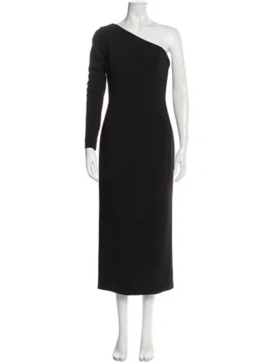 Pre-owned Carolina Herrera One-shoulder Long Dress In Black