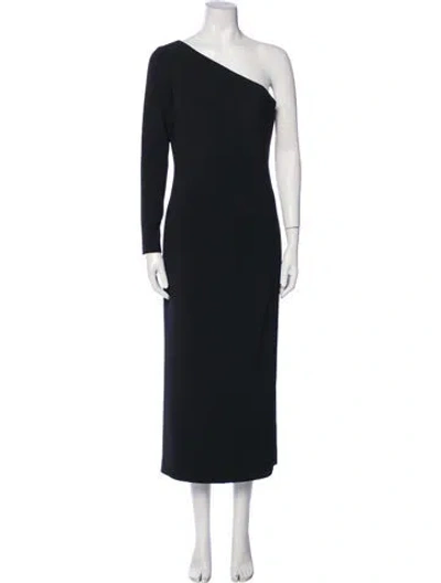 Pre-owned Carolina Herrera One-shoulder Long Dress In Black