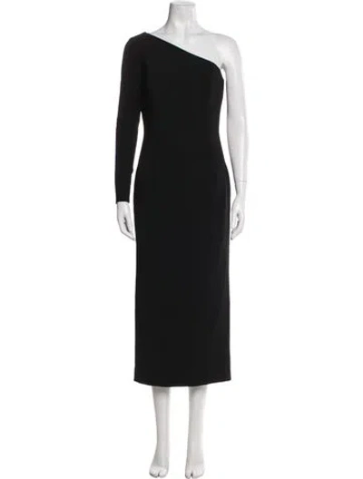 Pre-owned Carolina Herrera One-shoulder Long Dress In Black
