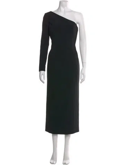 Pre-owned Carolina Herrera One-shoulder Long Dress In Black