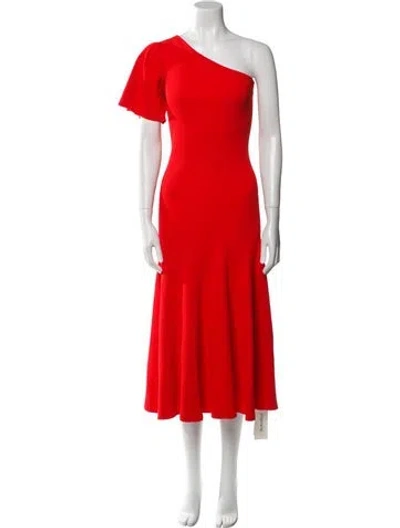 Pre-owned Carolina Herrera One-shoulder Long Dress In Red