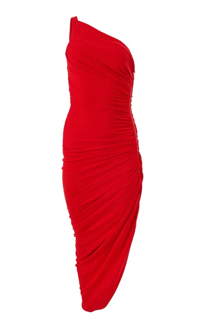 Carolina Herrera One-shoulder Matte Jersey Midi Dress In Red