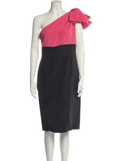 Pre-owned Carolina Herrera One-shoulder Midi Length Dress In Multi