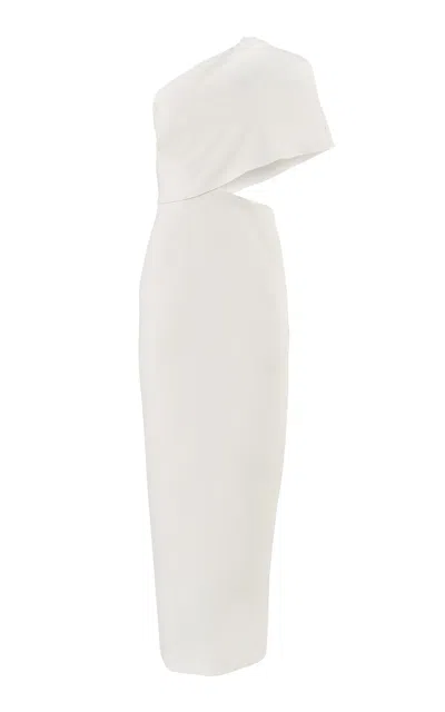 Carolina Herrera One-shoulder Stretch Fluid Crepe Maxi Dress In White