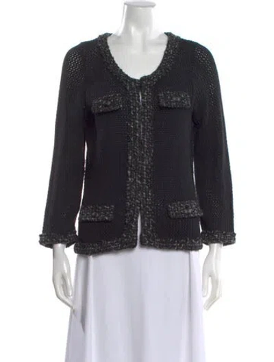 Pre-owned Carolina Herrera Open Front Sweater In Black
