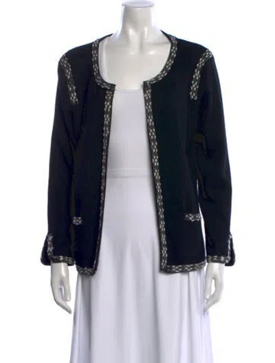 Pre-owned Carolina Herrera Open Front Sweater In Black
