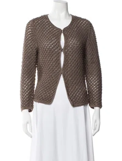 Pre-owned Carolina Herrera Open Front Sweater In Brown