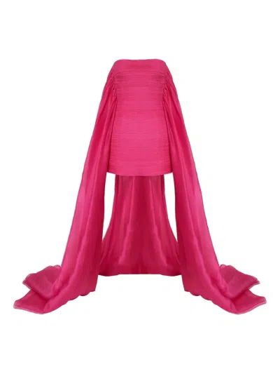 Carolina Herrera Organza-train Mini Dress In Pink