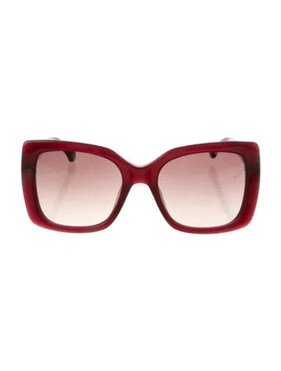 Pre-owned Carolina Herrera Oversize Gradient Sunglasses In Burgundy