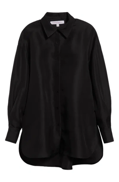 Carolina Herrera Oversize Silk Gazar Button-up Shirt In Black