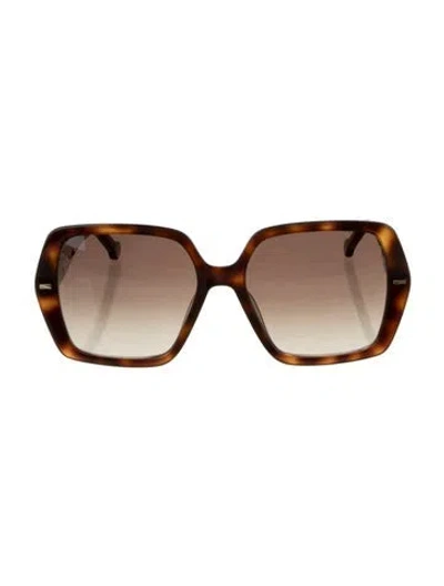 Pre-owned Carolina Herrera Oversize Tinted Sunglasses In Brown