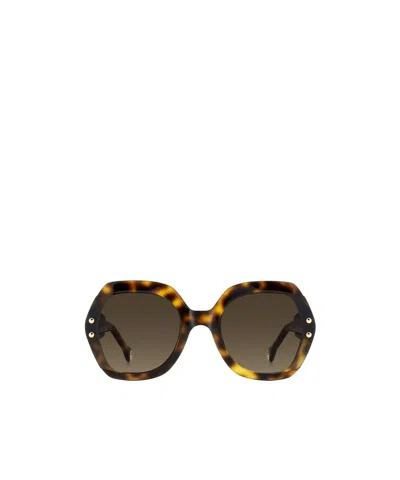 Carolina Herrera Oversized Butterfly Frame Full Rim Sunglasses In Brown