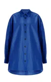 Carolina Herrera Oversized Cotton-blend Faille Shirt In Blue