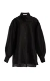 Carolina Herrera Oversized Satin Shirt In Black