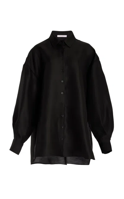 Carolina Herrera Oversized Satin Shirt In Black