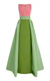 Carolina Herrera Overskirt Silk-faille Gown In Green