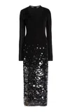 Carolina Herrera Paillette-detailed Midi Dress In Black